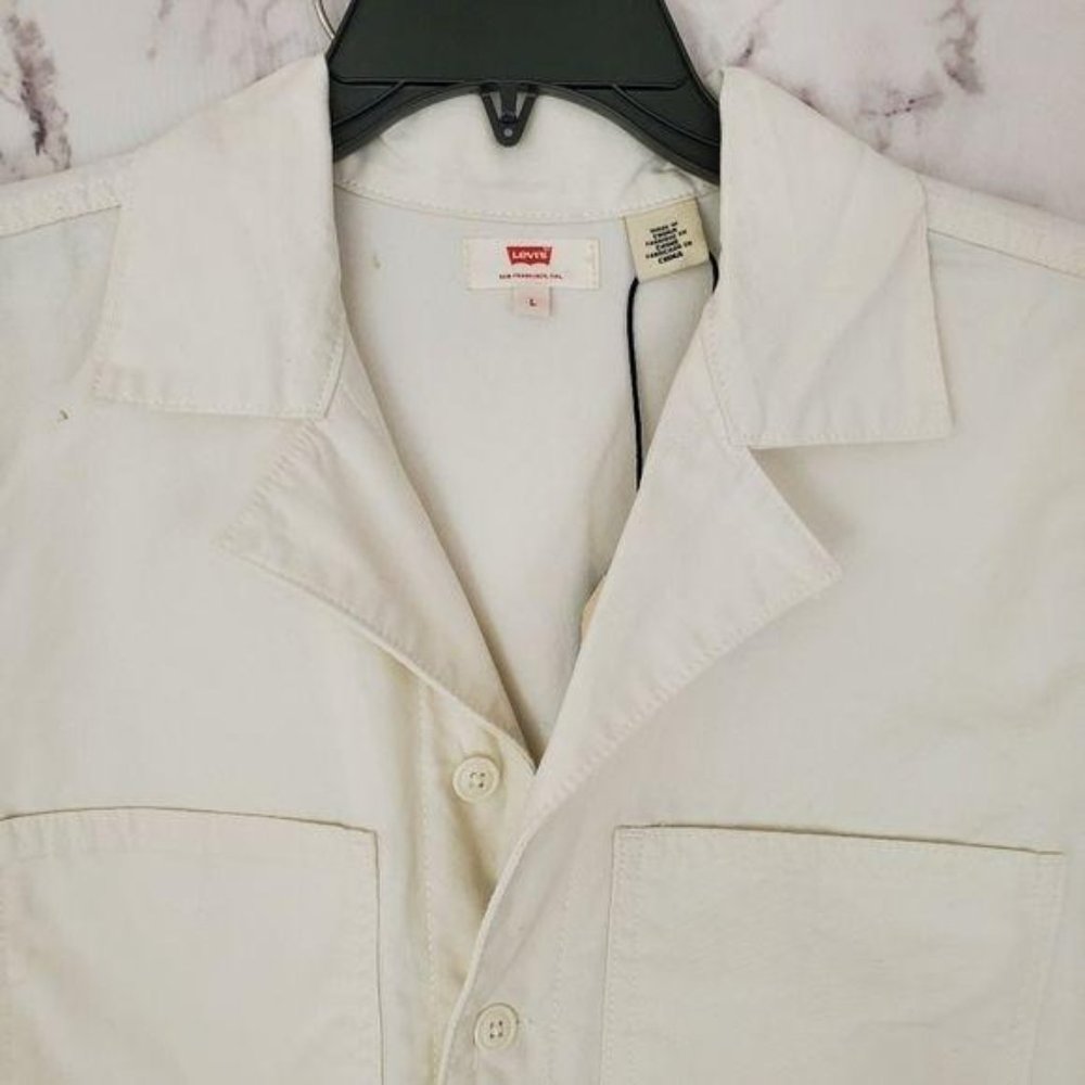 LEVI'S Utility Jumpsuit Cream Long Sleeves Collar - Picture 13 of 14